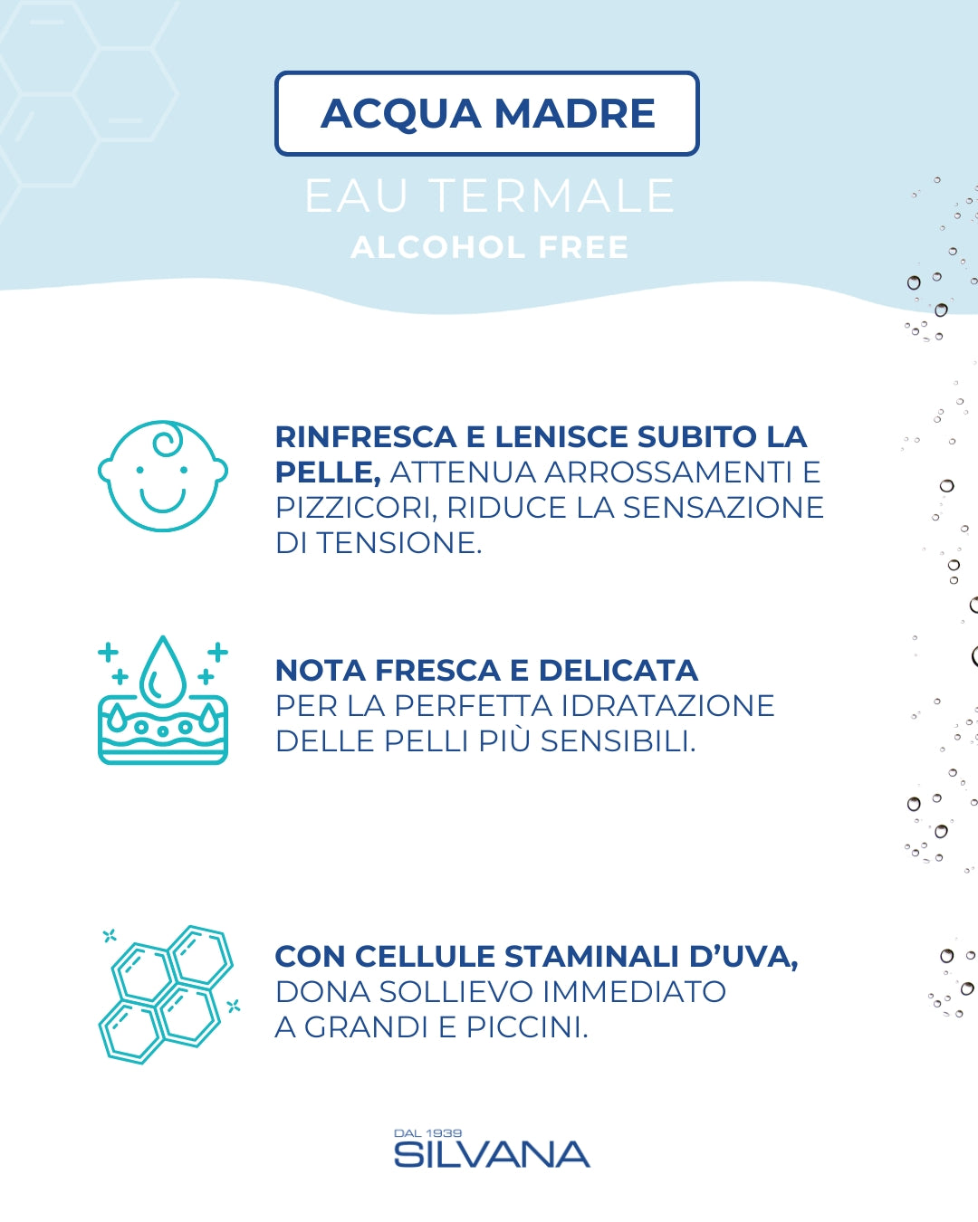 Acqua Madre Eau Termale Silvana, cosmetico naturale bambini, lenisce e idrata pelli sensibili, Made in Italy.