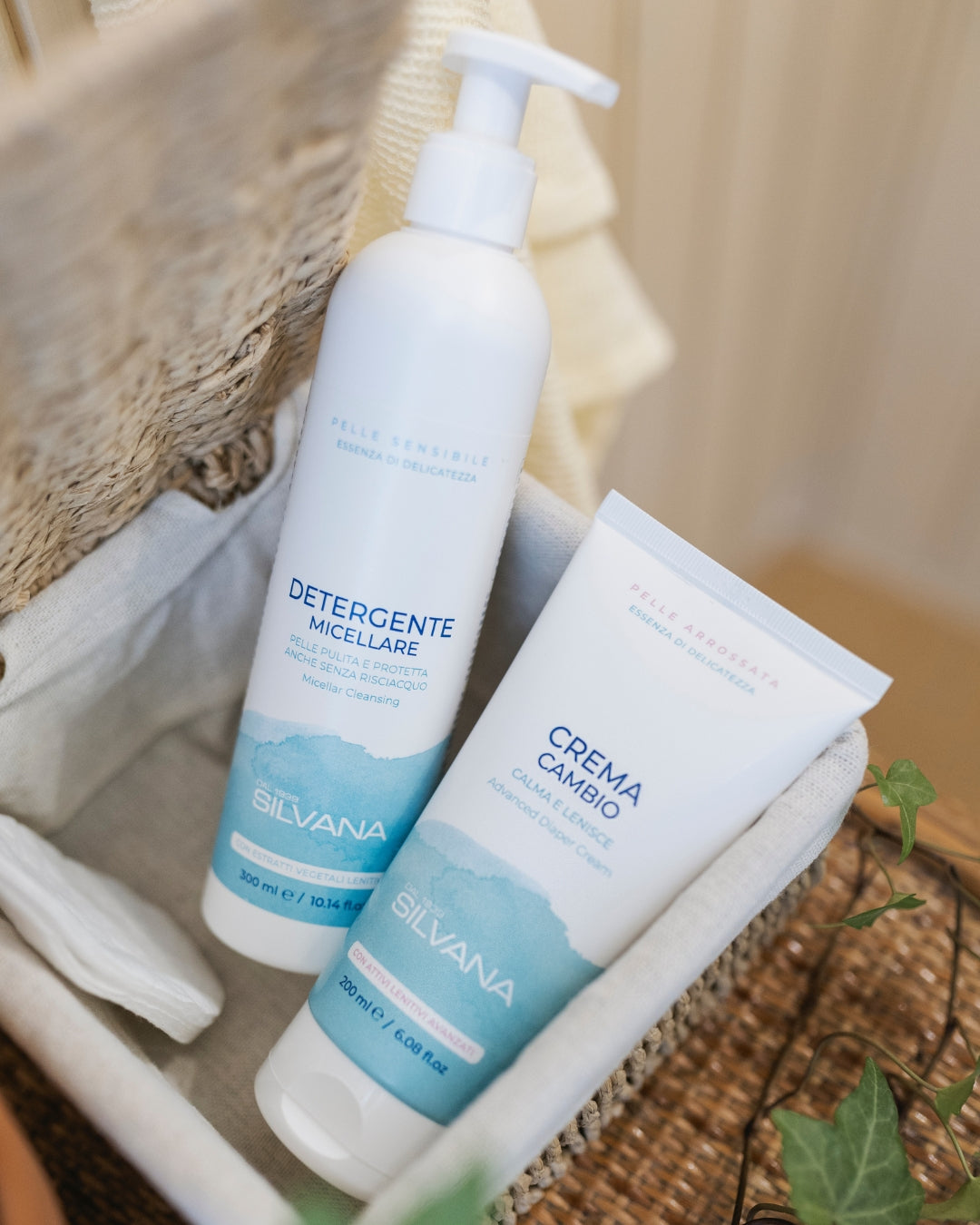 Detergente micellare e crema cambio Silvana, cosmetici naturali bambini per pelli sensibili, Made in Italy