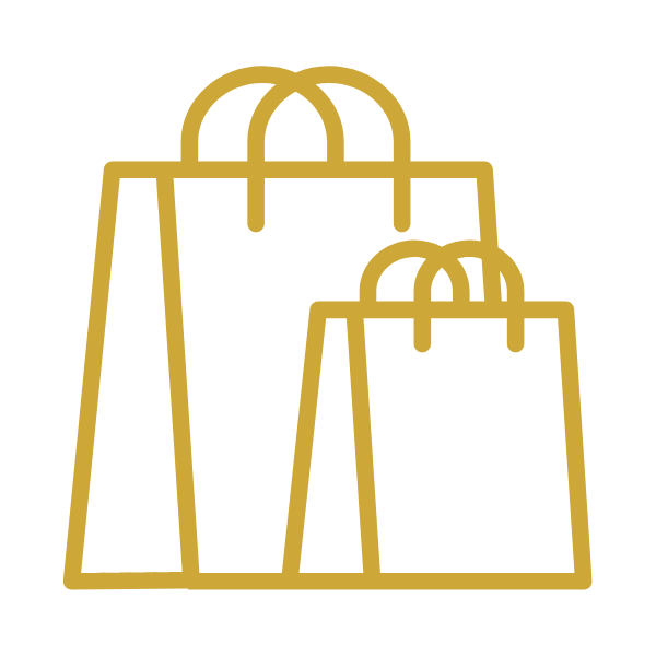 Icona di borse shopping, simbolo shop cosmetici naturali bambini, prodotti delicati pelle