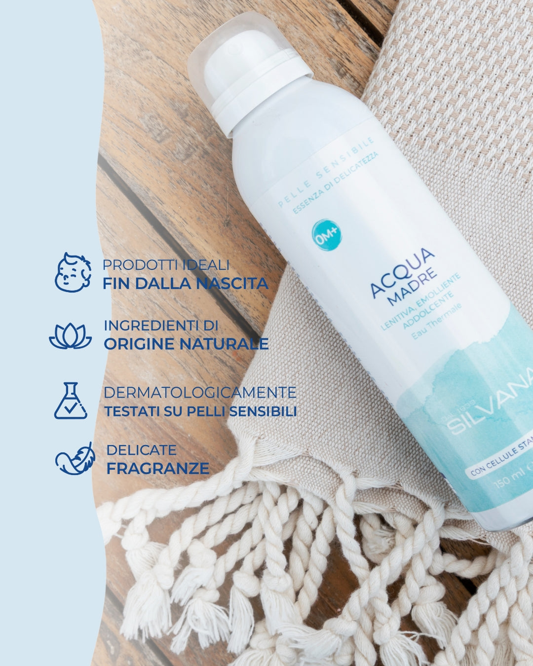Acqua Madre Silvana, cosmetico naturale per neonato, lenitivo pelli sensibili, Made in Italy.