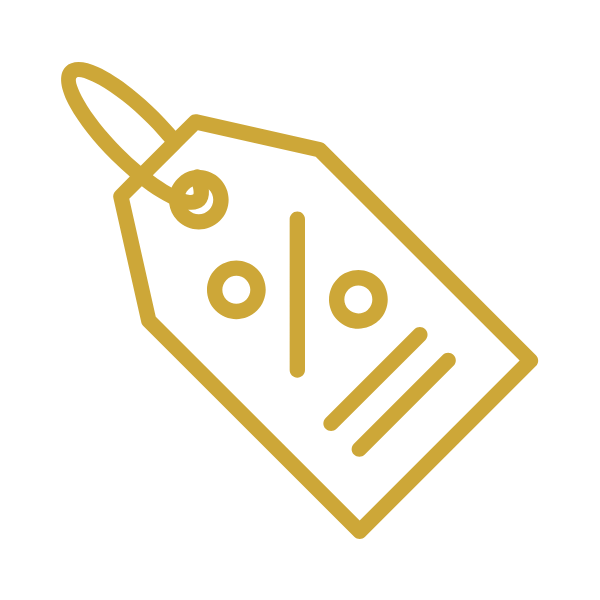 Icona etichetta prezzo oro, simbolo offerte su cosmetici naturali bambini e crema neonato Made in Italy.