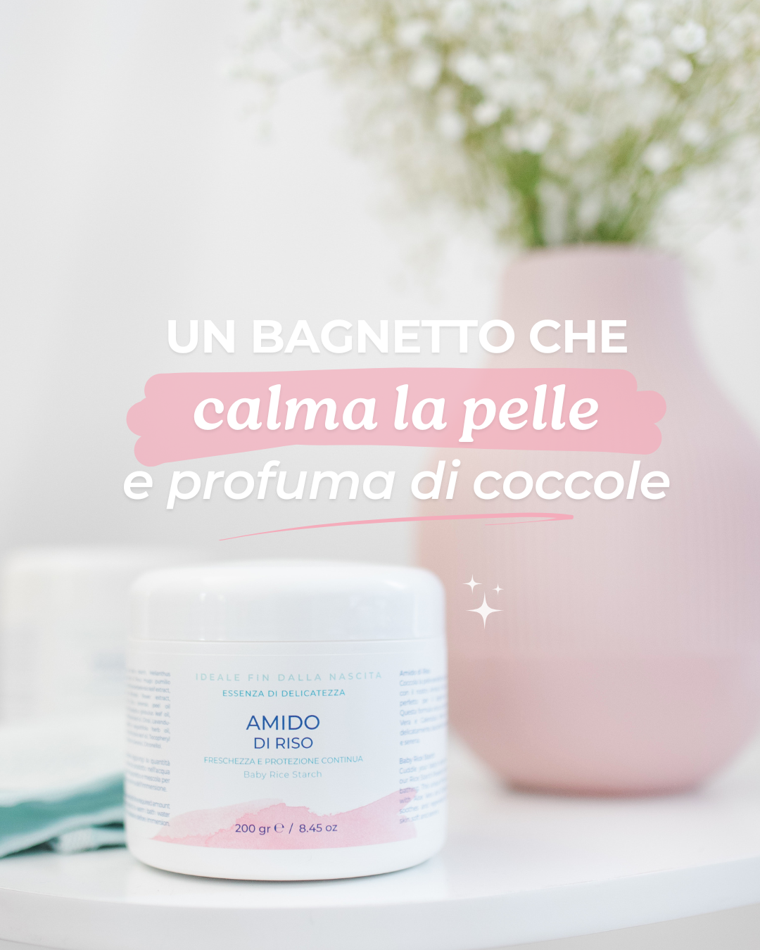 Amido di riso Silvana, cosmetico naturale per bambini, calma e protegge pelli sensibili, Made in Italy