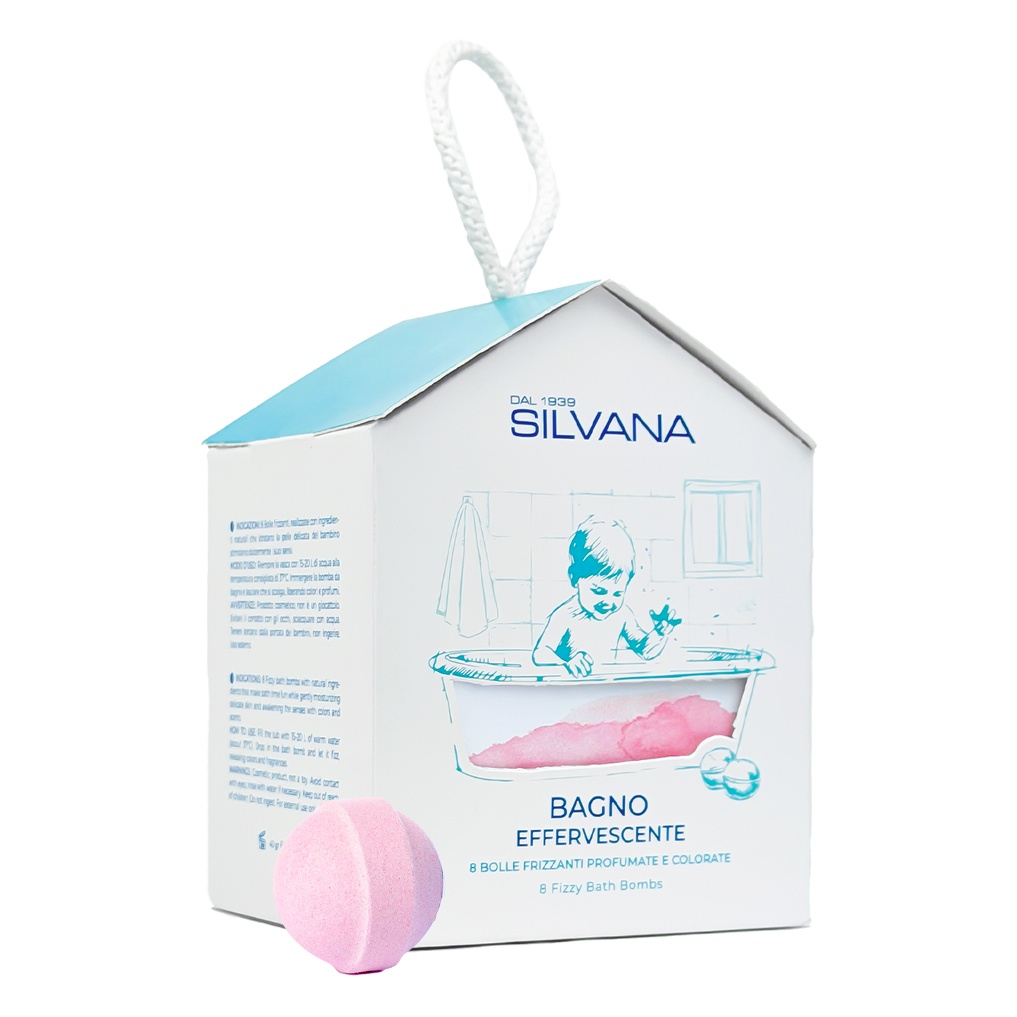 Bagno effervescente Silvana, cosmetici naturali bambini, rilassante per pelli sensibili, Made in Italy