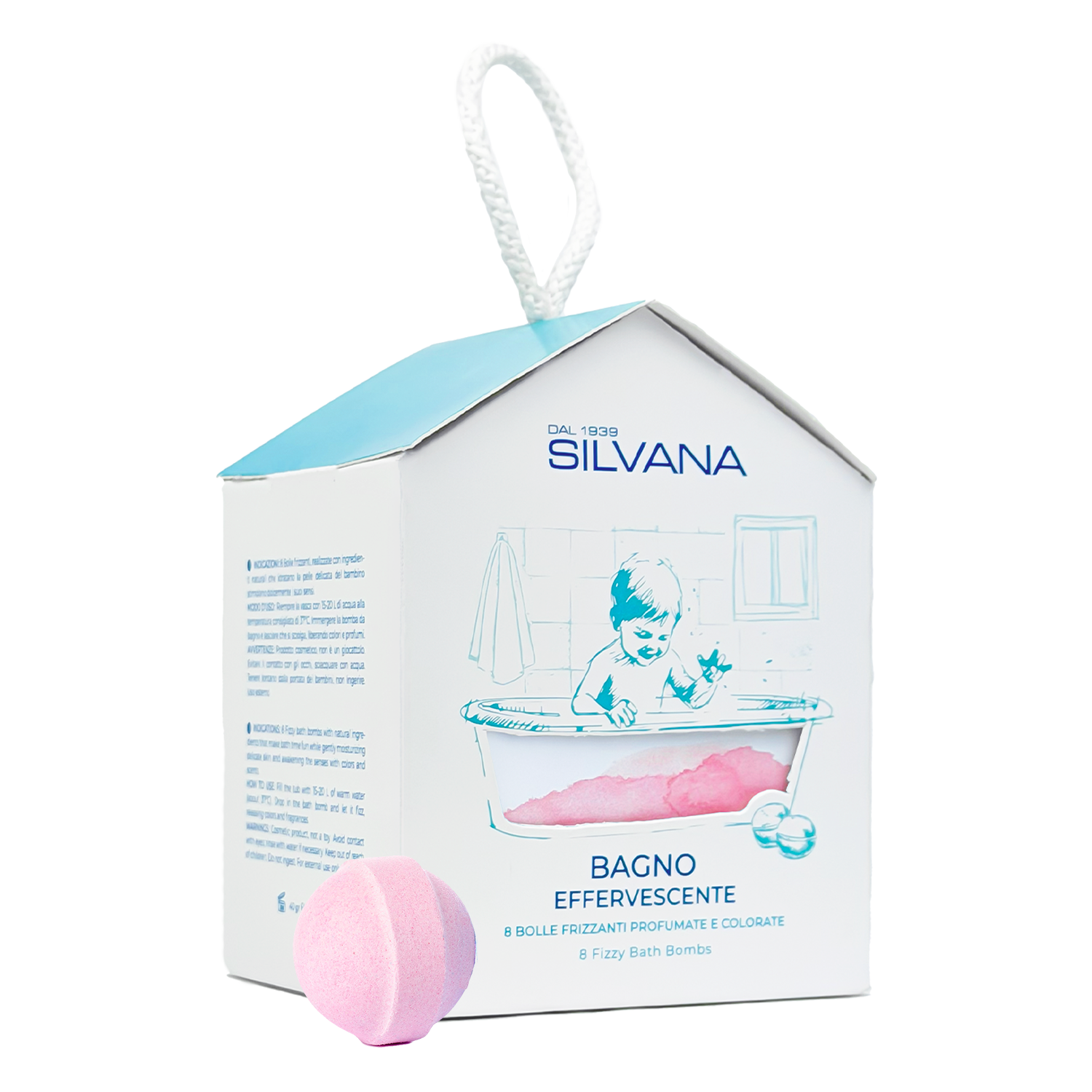 Bagno effervescente Silvana, cosmetici naturali bambini, rilassante per pelli sensibili, Made in Italy