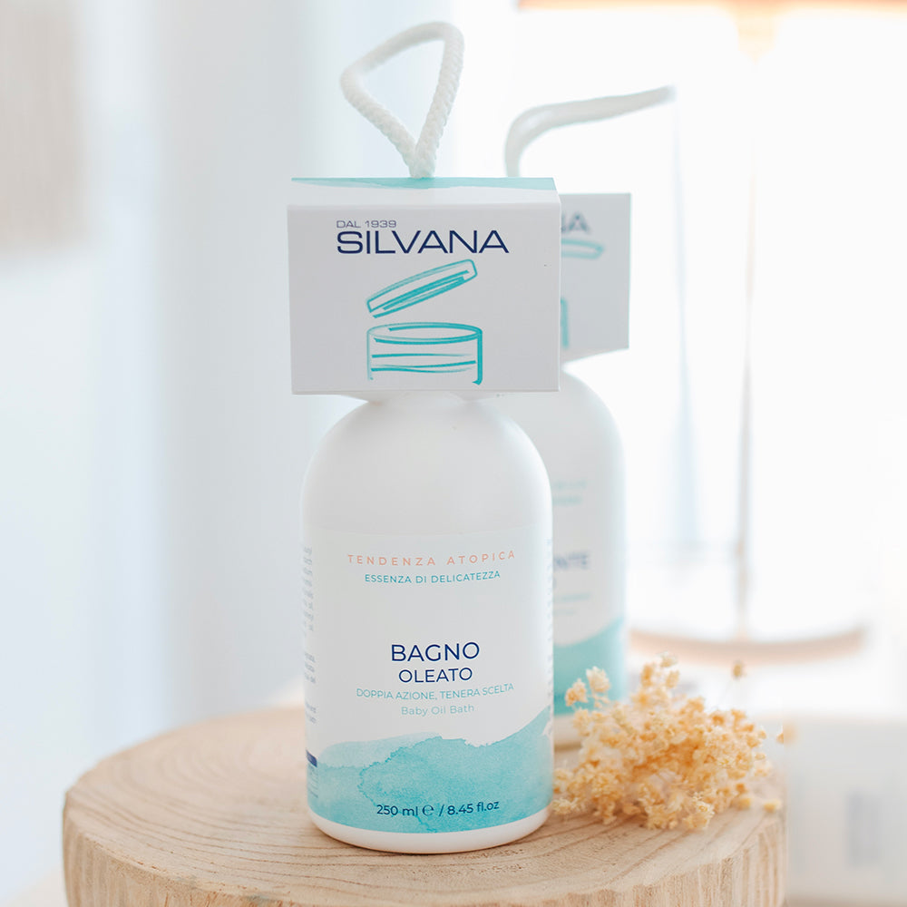Bagno oleato Silvana per bambini, cosmetico naturale Made in Italy per pelli sensibili e secche