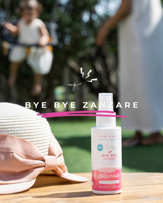 Spray antizanzare Silvana per bambini, cosmetico naturale, delicato su pelli sensibili, Made in Italy.