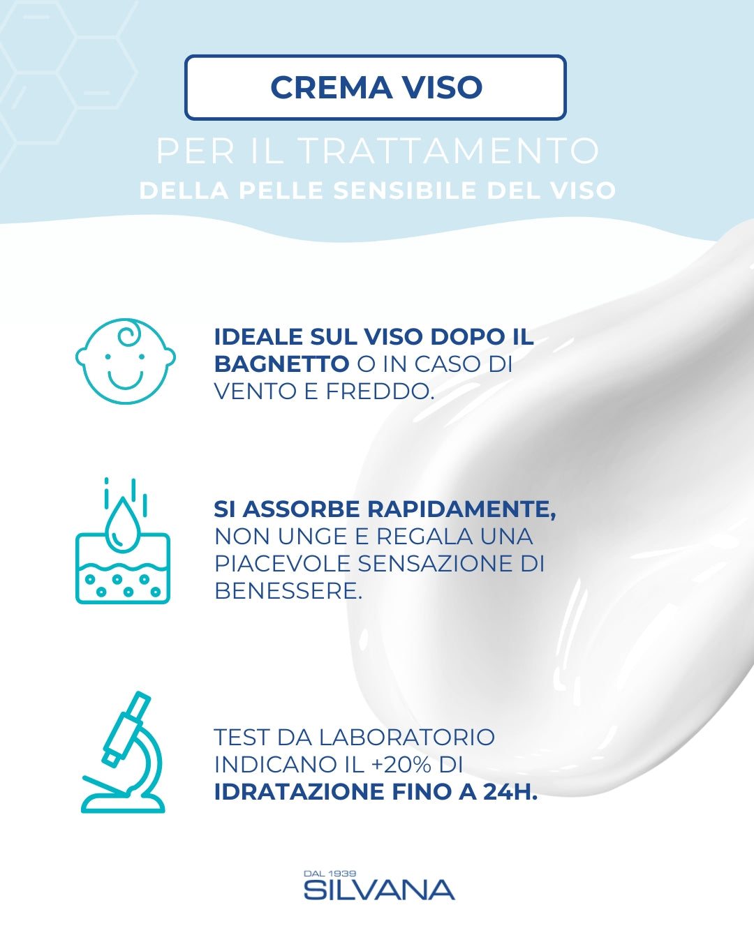 Crema viso naturale Silvana per bambini, idrata e protegge pelli sensibili, Made in Italy.