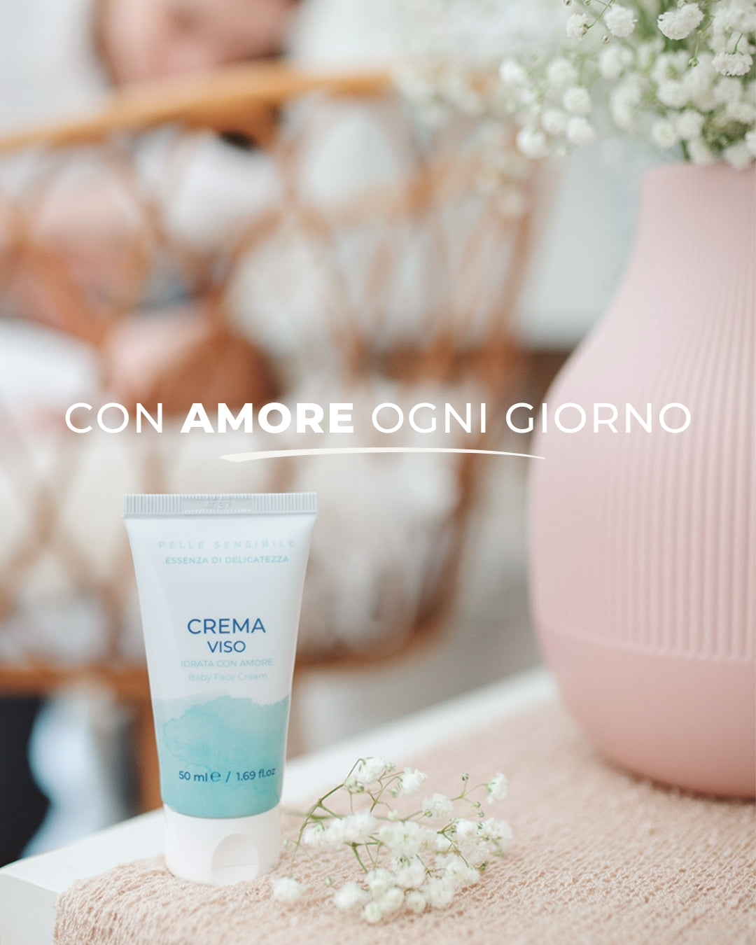 Crema viso naturali per neonato Silvana, idratante, delicata su pelli sensibili, Made in Italy.