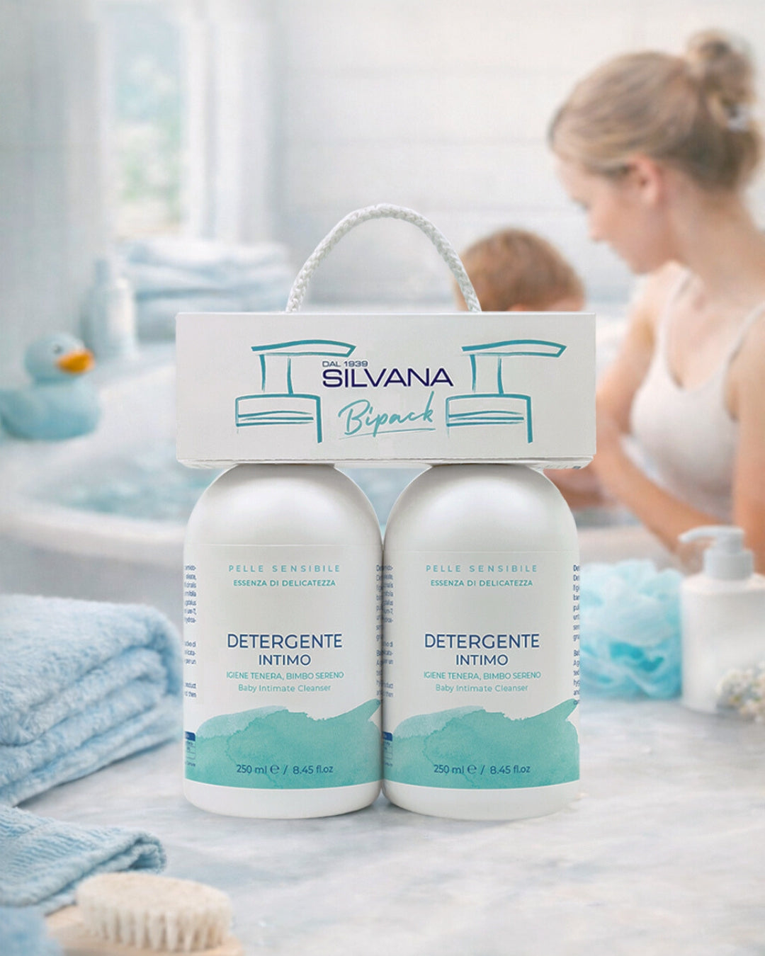 Bipack detergente intimo Silvana, cosmetici naturali bambini, ideale per pelli sensibili, Made in Italy.