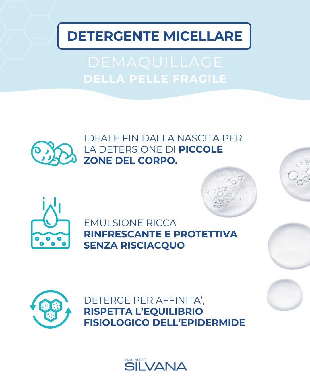 Detergente micellare naturale per bambini Silvana, ideale per pelli sensibili, Made in Italy.