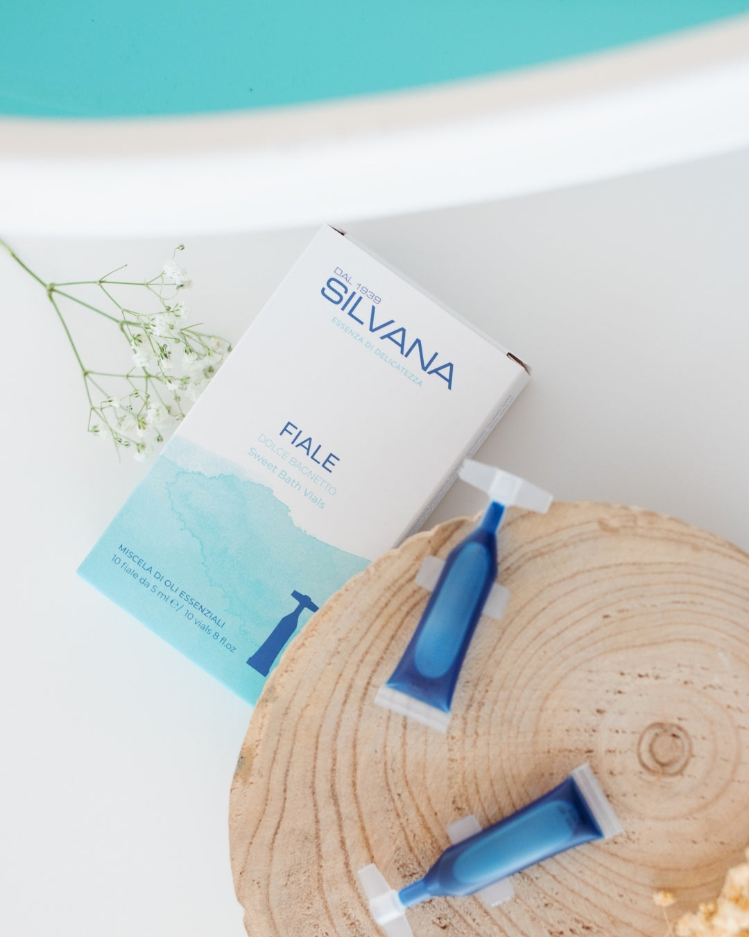 Fiale bagno Silvana per neonato, cosmetici naturali delicati pelli sensibili, Made in Italy